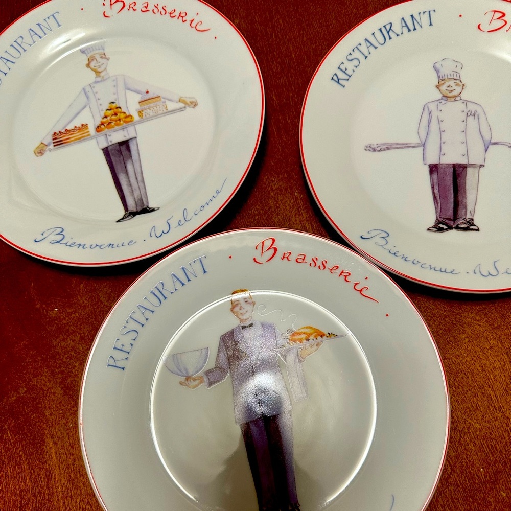 3 Restaurant Brasserie Welcome Luncheon Plates.